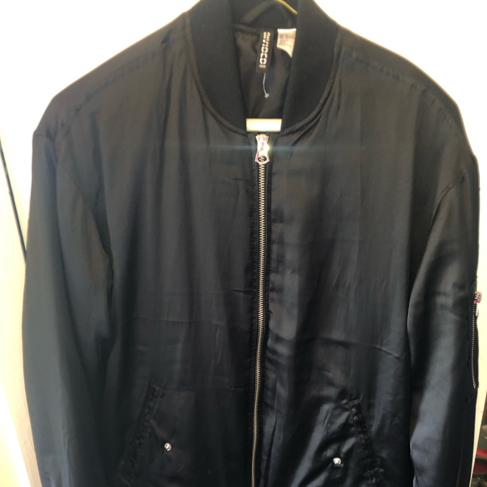 Black silky bomber jacket